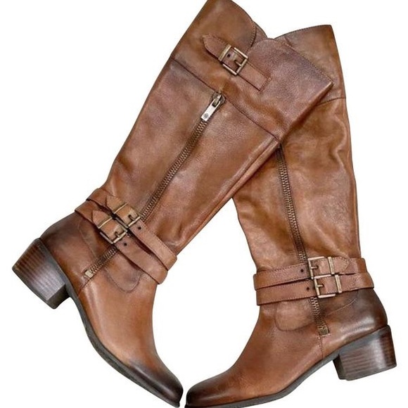 Arturo Chiang Shoes - Arturo Chiang Benni Brown Leather Riding Boots Sz 8.5 EUC